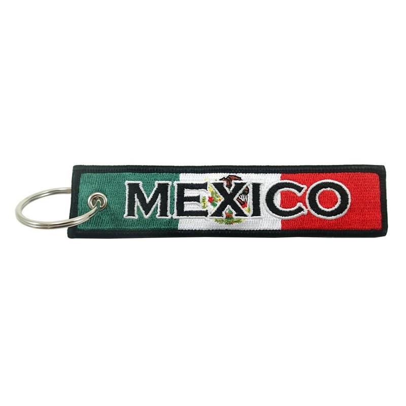 Mexico Flag Key Chain, 100% Embroidered