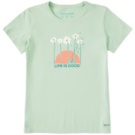 Life is Good Standard Crusher Tee, Short Sleeve Cotton Graphic T-Shirts, Towering Daisies Bike, Sage Green, XX-Large