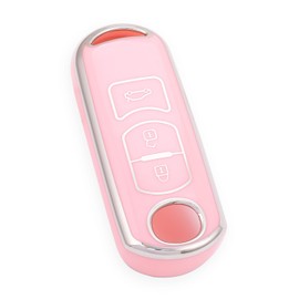 [YANMW] CX-3 Key Case, Compatible with Mazda CX-5, CX-4, CX-7, CX-8, CX-9, Smart Key Case, Axela, Atenza, Demio Keychain, RX8 Key Cover, Silver Pink, silver pink