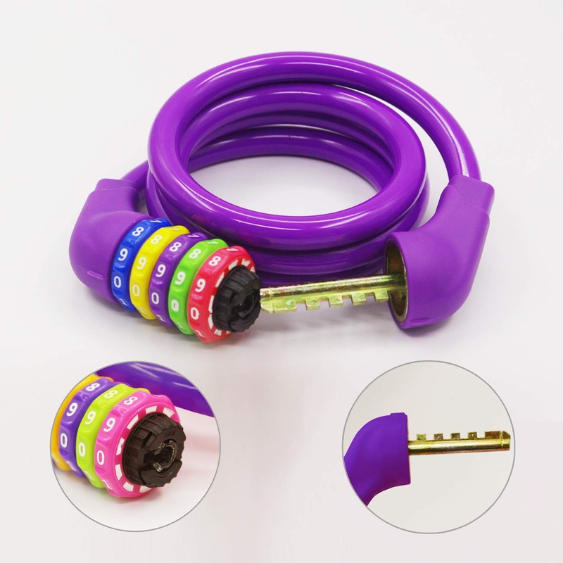 IDEALUX Bike Lock Cable, Resettable Cable Lock Self Coiling 5