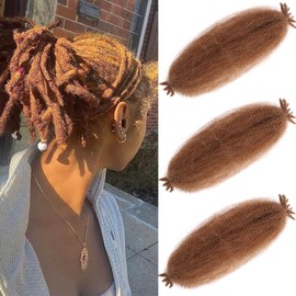 Leeven 16 Inch Springy Twist Hair for Afro Marley Locs 3 Packs Afro Kinky Curly Marley Braiding Hair Extensions Pre Separated Popping Spring Twist Crochet Hair for Distressed Locs /27#