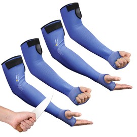 toolant Cut Resistant Farmers Sleeves with Thumb Hole, Arm Protectors for Thin Skin and Bruising, for Gardening, Welding, Kitchen, Arm Guards for Biting, Pet Grooming, Blue, 2 Pairs