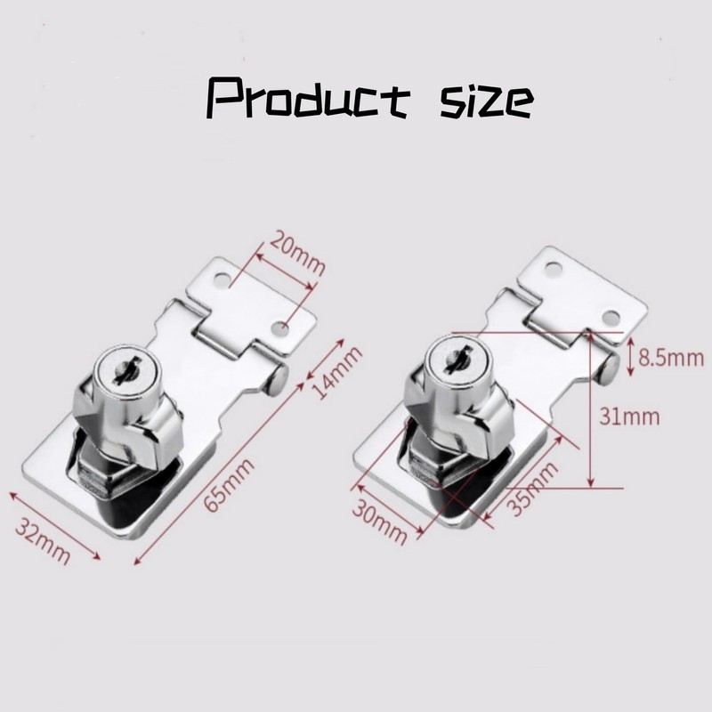 3Pcs Keyed Hasp Locks 2.5 Inch Twist Knob Keyed Locking