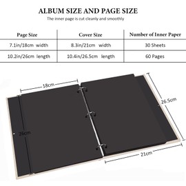 AIOR DIY Photo Album, Black Pages, Photo Albums, Scrapbook Album for Gluing, Linen Photo Book, Wedding Guest Book, Valentine's Day, Birthday, Anniversary, Gift, Women, Men, White