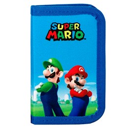 Franco Cosimo Panini Supermario Zip Around Wallet and Coin Purse with Card Slots and Coin Holder, Zip Closure and Inner Pocket, 12 x 10 x 2 cm, Blue Wallet, Taglia Unica, Casual