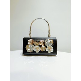 Stylish clutch Fashion Handbag MINI Sequin Flower Evening Bag Elegant Shoulder Bag Crossbody Bag, Black