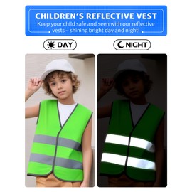 Maeau Pack of 5 Unisex Children's Reflective Vests Reflective Stripes Vest Tops Girls High Visibility Vests Boy Reflector Vest Breakdown Vests 10-12 Years