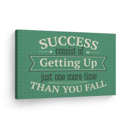 Smile Art Design Success Consist of Getting Up Just One More Time Retro Quote Motivational Canvas Wall Art Inspirational Wall Art Entrepreneur Quote Print Modern Office Decor Gift Ready to Hang 24x36