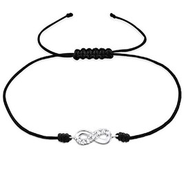 Laimons Women's Bracelet Jewellery Infinity Black Zirconia 925 Sterling Silver, Sterling Silver Sterling Silver Textile band, Cubic Zirconia
