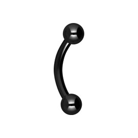 PIERCINGLINE Titanium Banana | 2 Balls | Curved Piercing Bar for Eyebrow, Genital Breast Ear and Much More | Choice of Sizes and Colours, Titanium