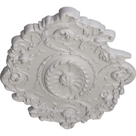 Ekena Millwork CM30SGUWF Strasbourg Ceiling Medallion, 30 1/2"W x 20"H x 1 1/2"P, Hand-Painted Ultra Pure White