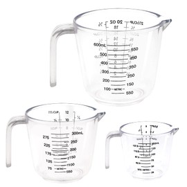 Plastic Measuring Jug, BPA Free Measuring Cups,Measuring Cup Jugs for Baking Cooking, 150ML, 300ML, 600ML, Easy to Read Measurements, Cook with Accuracy (White)