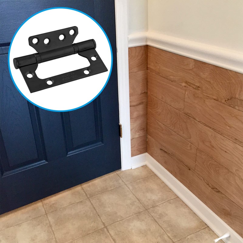 Aracombie 5 Pcs Flush Non-Mortise Hinges,Matte Black Door Hinges with