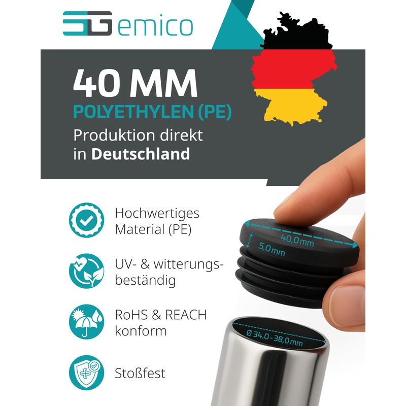 emico Lamellar Plugs, Diameter 40 mm, Pipe Wall Thickness 1.0-3.0