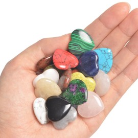 YUEBAYUE 20pcs Heart Crystals and Gemstones Natural Love Heart Stone Bulk Set,Healing Crystals Gifts for Women Her Lover Meditation Chakra Reiki Energy Balance