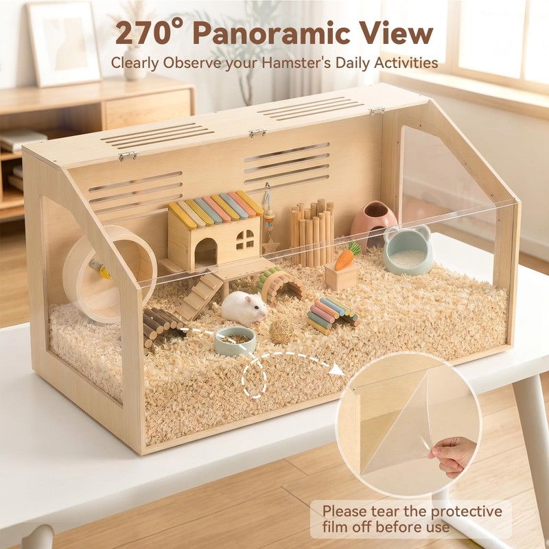 Hamster Cage, 40x20x20inch Hamster Tank with Acrylic Viewing Panels