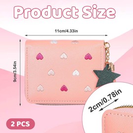 Pack of 2 Girls' Wallets, Cute Wallet for Boys with Card Holder, PU Leather, Mini Purse Children with Tassel Zip, for Children, Teens, Girls, Women