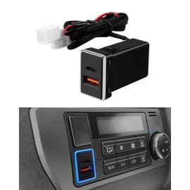Jiooy Toyota USB Port, QC 3.0+ Pd Type-C, Dual USB Ports, Power Socket, Car Charger, USB Rapid Charger, Smartphone, USB Power Port, Switch Hole, Extra Power Unit, Simultaneous Charging, LED Light,