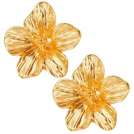 Gold Flower Earrings for Women, Large Gold Statement Earrings Floral Statement Studs, Summer Jewelry Gift Flower Earring Trendy Wedding Holiday Jewelry Gift for Women