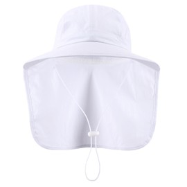 Home Prefer UPF 50+ Womens Mens Sun Hat with Neck Flap Wide Brim Fishing Hat Mesh Summer Beach Bucket Hat for Golf Hiking White
