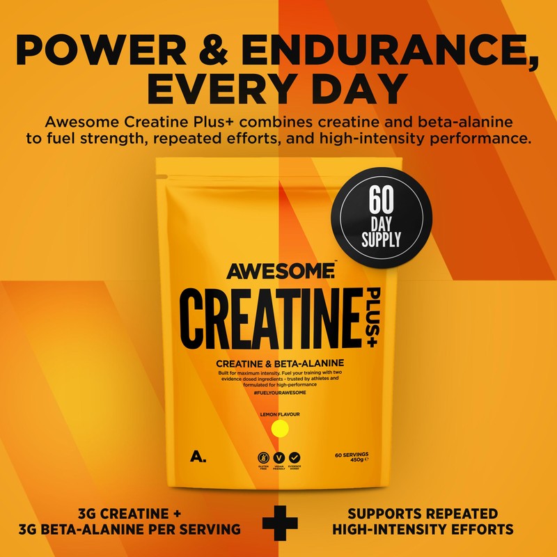Awesome Creatine Plus+ Powder – 3g Creatine Monohydrate + 3g
