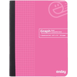 Enday Graph Paper Composition Notebook, Pink Hard Cover Graphing Notebook, 4 Squares Per Inch Graph Ruled Composition Notebook, Premium Quad Ruled Notebook, 100 Sheets
