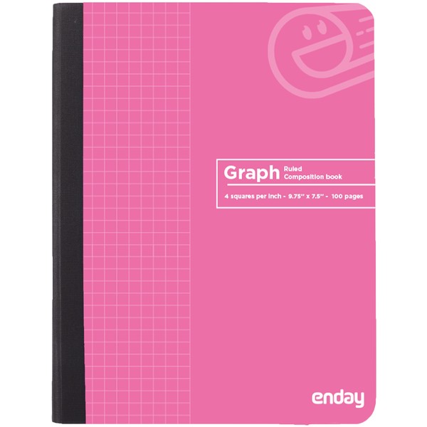 Enday Graph Paper Composition Notebook, Pink Hard Cover Graphing Notebook,