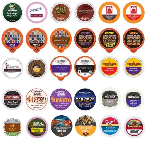 Perfect Samplers Coffee Pod Variety Pack, Dark Roast and Bold Flavors, Single Serve Cups for Keurig K-Cup Machines - Robust Assortment, 30 Count