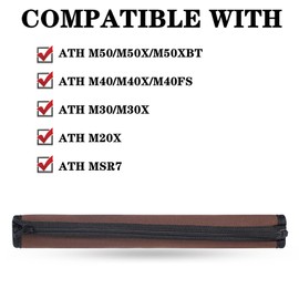 YunYiYi M50 Replacement Headband Cover Compatible with Audio-Technica ATH M50,M50X,M50XBT,M40X,M20,M30,M40,M40X,ATH-SX1,MSR7 Headphones Head Band with Zipper Cushions Bumper Parts (Brown)