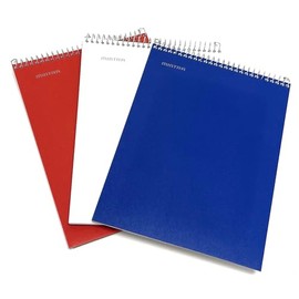Mintra Office TOP BOUND Durable Spiral Notebooks (Red, White, Blue, College Ruled 3pk)