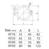 2 Sets KF-25 Aluminium Wing Nut Hinge Clamp + KF25