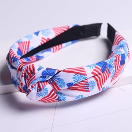 BELSITA 4th of July Headband Patriotic Hair Accessories for Women Girls USA Flag Fireworks Hair Band Non Slip Wide Knotted Independence Day Head Band 1 Pcs