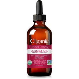 Aceite de Jojoba Cliganic 100% Puro, Sin Hexano, Sin Refinar Prensado en Frío Natural para Cabello y Cara Aceite Potador Base 120 ml