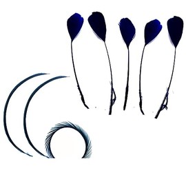 Navy Blue Coque Style and Biot Feathers Mixed Pack x 8 - Millinery hat, fascinator, wedding decoration - long feathers