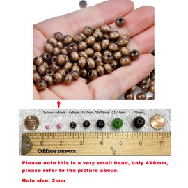 AD Beads Wood Spacer Loose Wooden Craft Beads Big Hole Beads Assorted for Necklace Bracelet Craft Making Decoration Small (4x6mm 400pcs, Coffee)