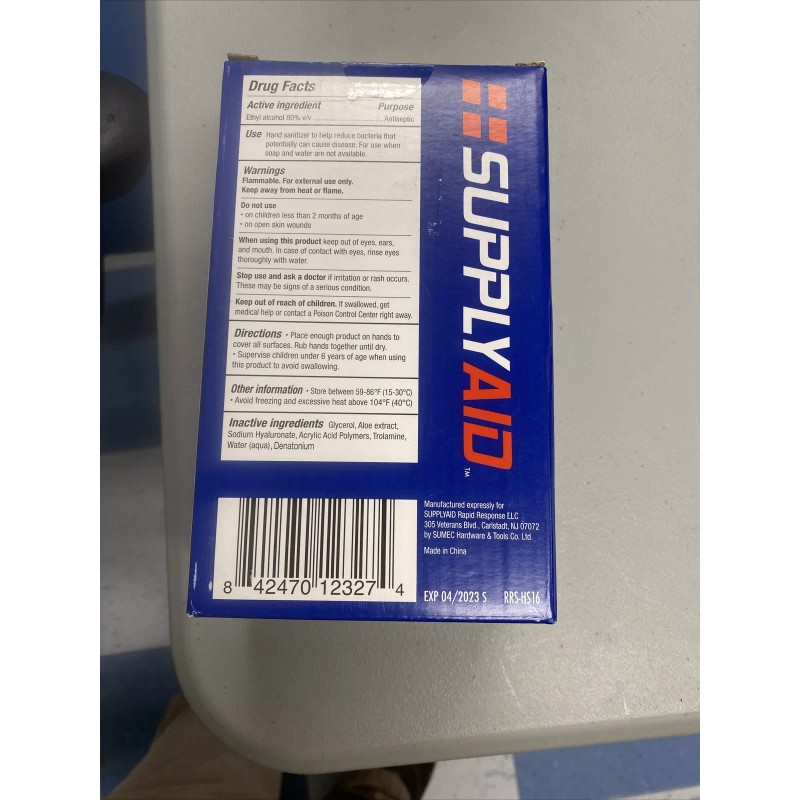 Supplyaid hand sanitizer gel 80% Alcohol with Aloe , 16