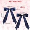 4PCS Silky Pink Hair Bow, Ribbon Hair Bows for Girls