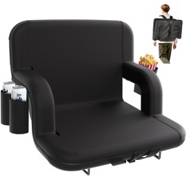 DEKEMASTER Stadium Seat with Back Support - Portable Bleacher Chair with Back and 2.5'' Thick Comfy Cushion, 6 Adjustable Positions Extra Wide Pdded Bleacher Seat for Sport Events Camping Fishing