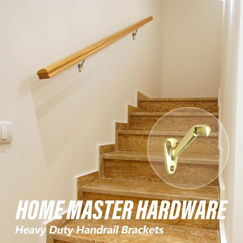 HOME MASTER HARDWARE Heavy Duty Handrail Stair Brackets Brass Staircase