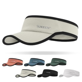 Sukeen Sport Performance Visor hat for Women Men,Lightweight Sun Hats Packable Empty Top Cap for Sun Protection and Outdoor Grey