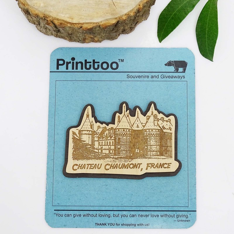 Printtoo Souvenir Wooden Chateau Chaumont France Engraved Fridge Magnet Gift