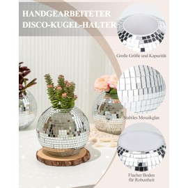 RGBDOT Disco Ball Pencil Holder for Desk - Disco Ball Pen & Makeup Brush Organiser with Silver Sequins, Disco Accessories Decor for Office, Home or Bedroom - 4 in