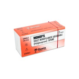 Oasis Monofyl (Poliglecaprone) Synthetic Absorbable Monofilament Suture, 3-0, (FS-2) 3/8 19mm Reverse Cutting Needle, 75cm, 12/Box, Veterinary Use