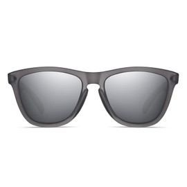 NEISSI Mirrored Polarized Sunglasses For Running & Fitness, Round Square Sunglasses For Men And Women, 100% UV Protection (Translucent Grey, Silver Mirror)…