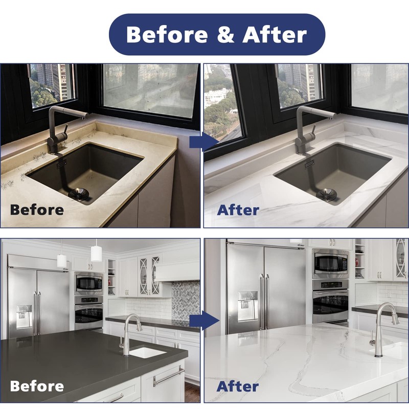 NADAMOO White Marble Countertop Paint Kit for Kitchen Bathroom, Counter