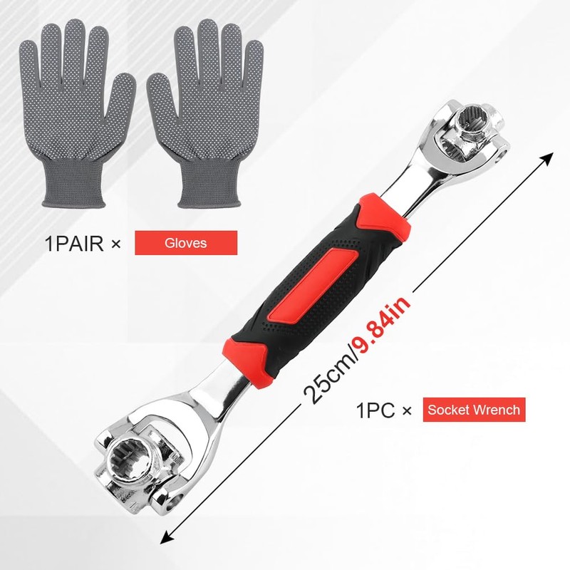 NINEFOX Universal Socket Wrench 52 in 1 Wrench Multifunction Wrench