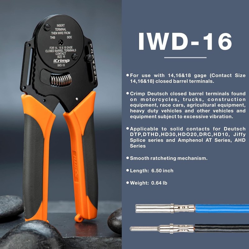 iCrimp German Crimping Tool Set, Solid Barrel Crimping Tool 0.8-2