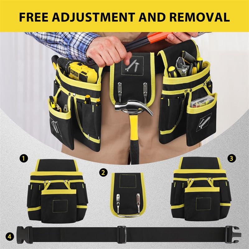 Magnetic Tool Belts for Men, 26-Pockets Oxford Fabric Tool Belt