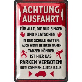 LANOLU Retro Tin Sign – Einfahrt Freihalten Sign, Parking Ban Sign, Ausfahrt freihalten auch gegengegengegenüber, Einfahrt Tag und Nacht Freihalten – 20 x 30 cm
