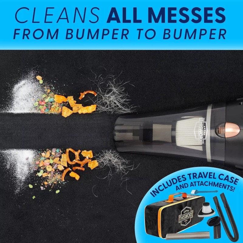 ThisWorx Car Vacuum Cleaner 12V Handheld w bag/attachment